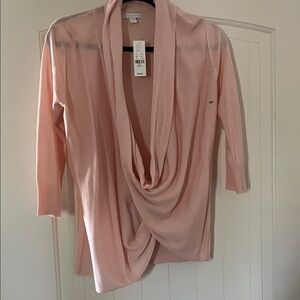New York & Company Soft Pink Drape Cardigan